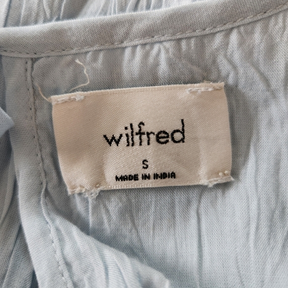 Aritzia Wilfred Blue Crinkle Babydoll Dress Sidonie Ruffle Boho Size Small - Picture 10 of 10